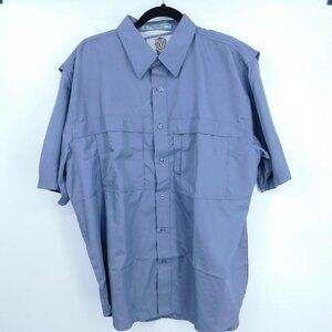 Tiger Hill Shirt Mens Large Fishing Short Sleeves Gray Vented Mesh Performance